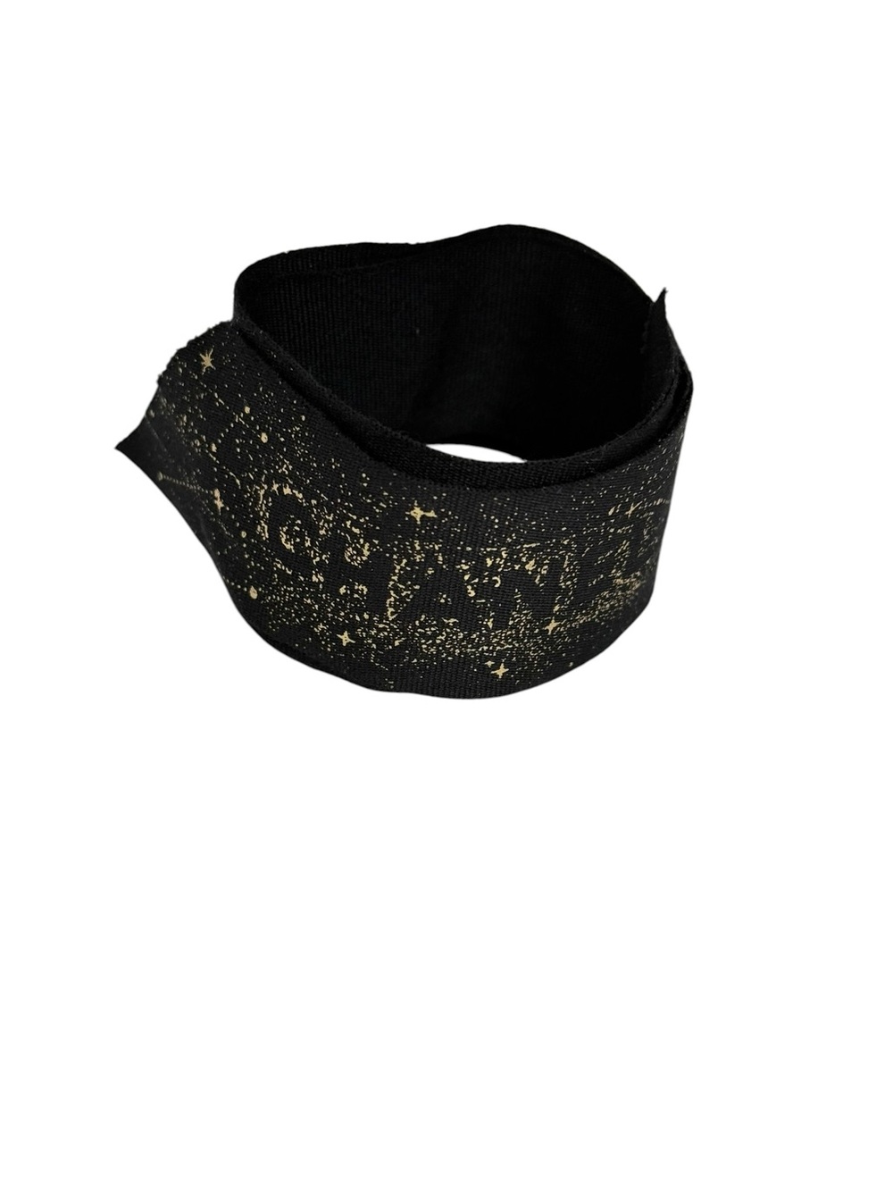Chanel thick ribbon gift, hair bow black and gold